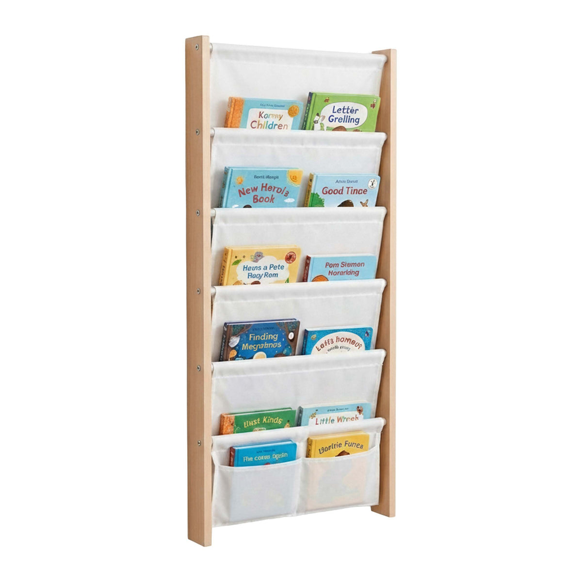 Étagère à livres « 7 poches » blanche - (L)44.5 x (H)118 x (P)6 cm — Monptitlou Image