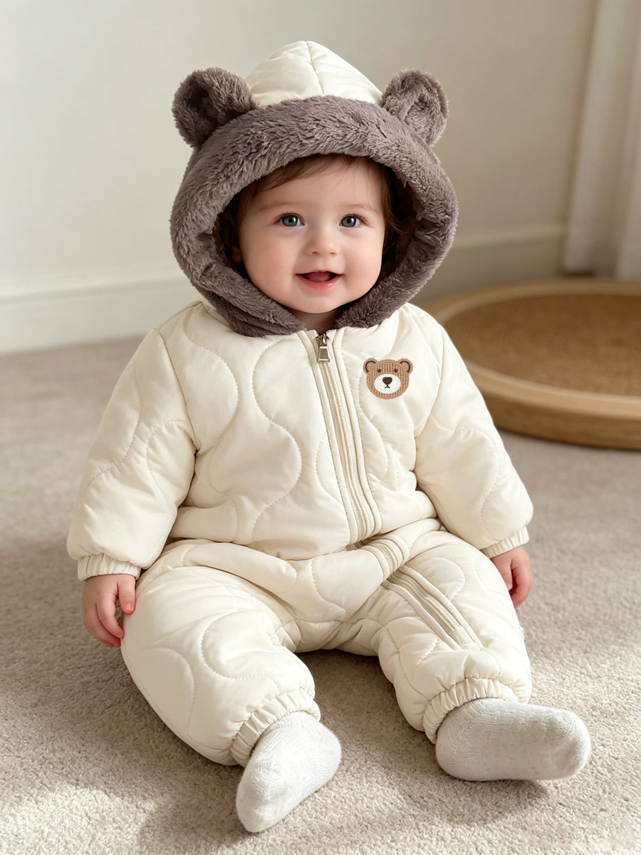 Combinaison bébé d'hiver à oreilles d'ours en relief — Monptitlou
