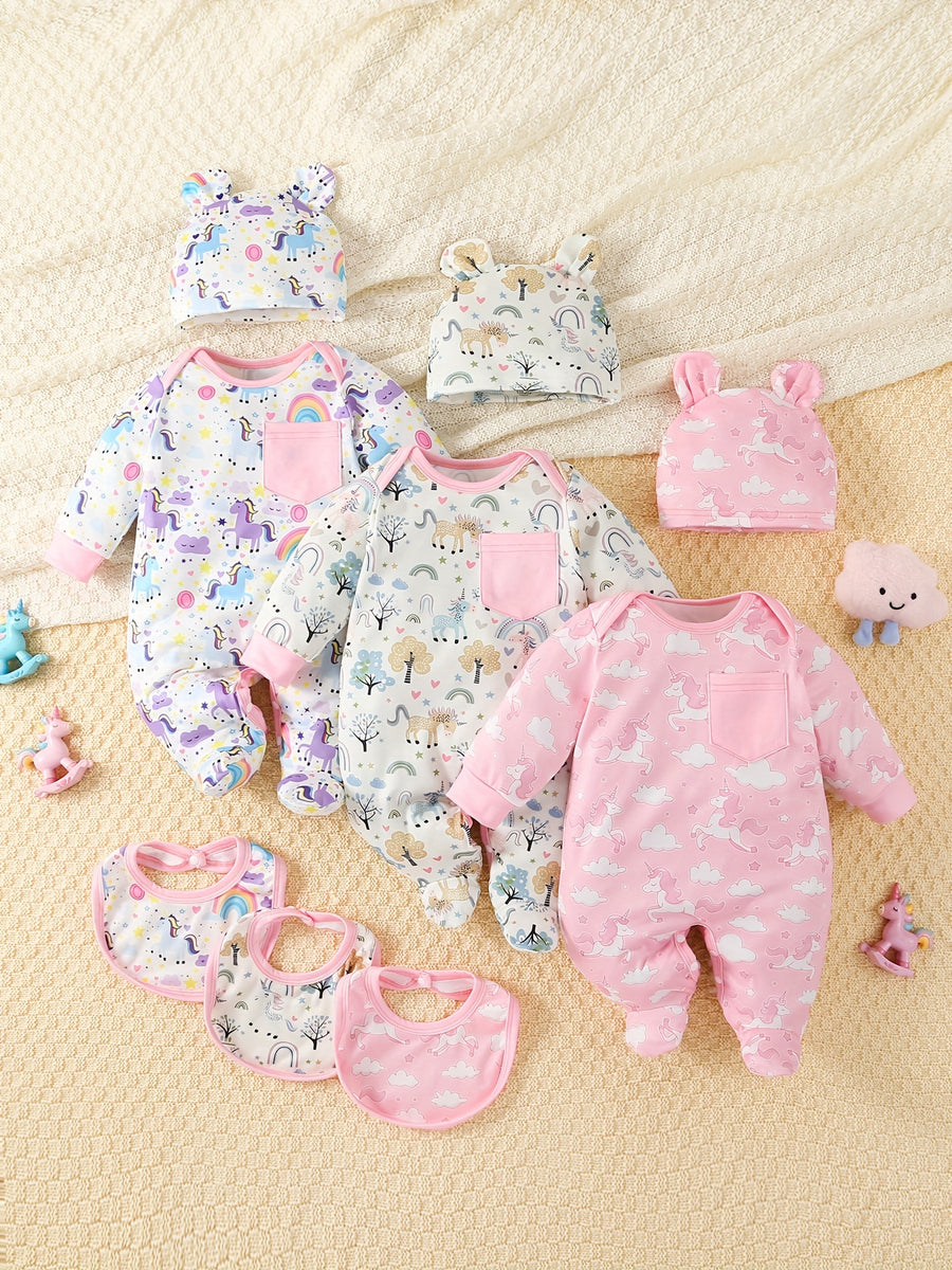 [Idéal Cadeau] 9 Pièces Ensemble de Combinaison-Pieds à Manches Longues — Monptitlou