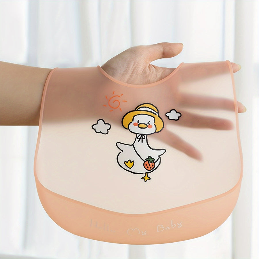 1 bavoir mignon en silicone pour bébé avec bande de cou réglable — Monptitlou