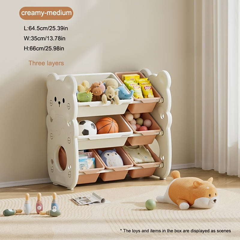 Armoire de rangement à trois niveaux avec plusieurs boîtes de rangement — Monptitlou