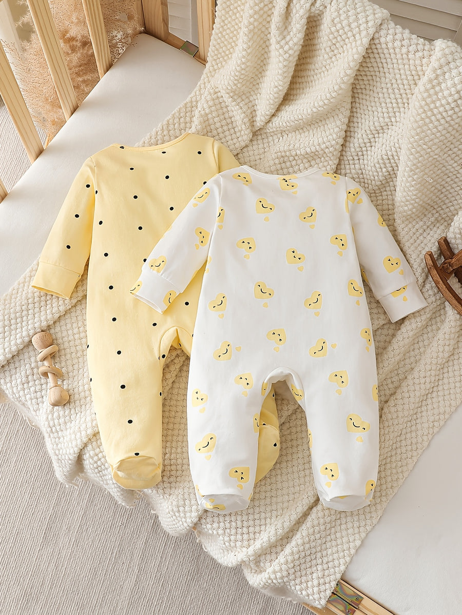 Bodies zippés à manches longues et pieds pour bébés filles — Monptitlou
