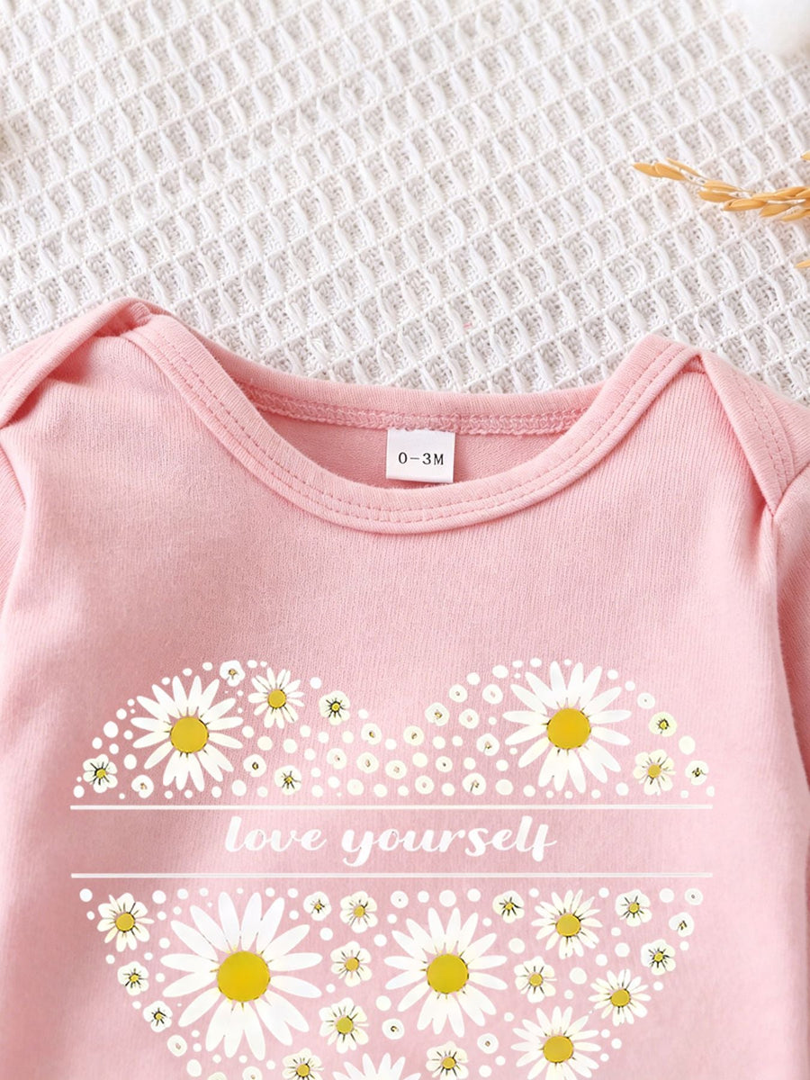 Barboteuse Bébé Printemps/Automne avec Pieds et Motif "Coeur de — Monptitlou