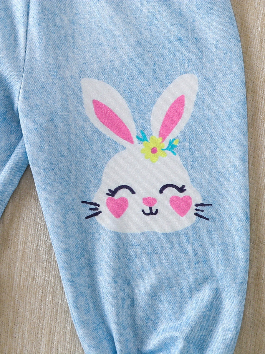 Tenues thème lapin - blouse manches longues et pantalon avec nœud et — Monptitlou