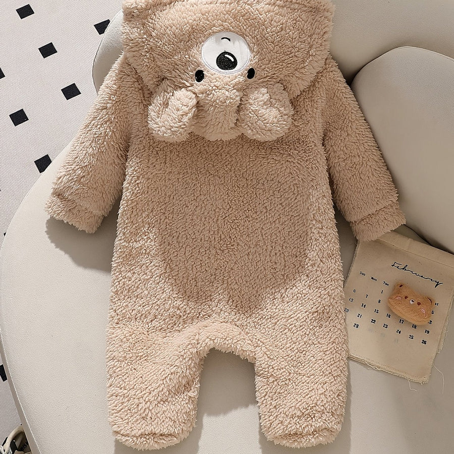 Combinaison zippée à capuche Ourson Cartoon Polyvalente Bébé Garçon — Monptitlou