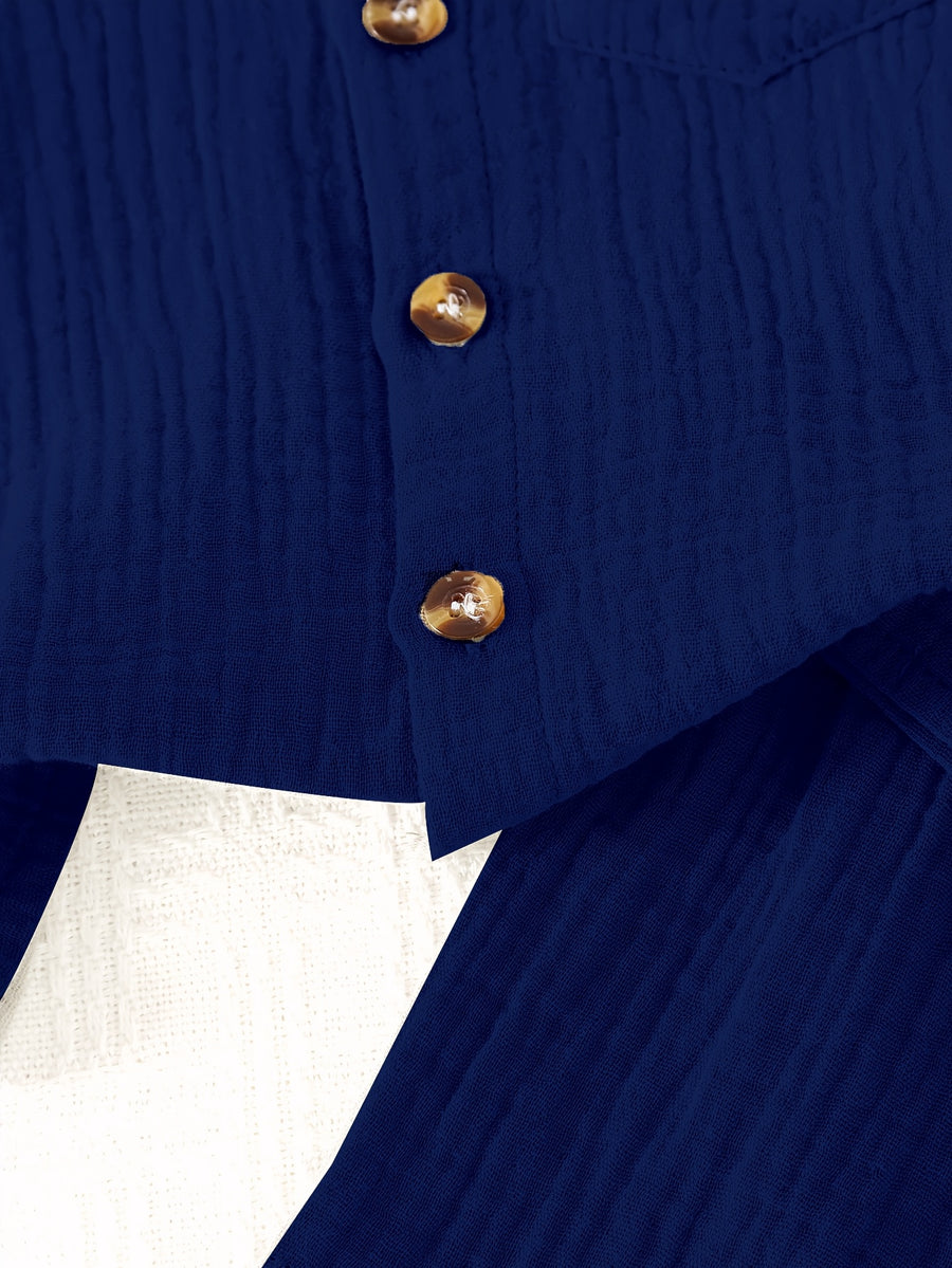 Ensemble 2 pièces pour garçon 0-3 ans : chemise à col droit manches