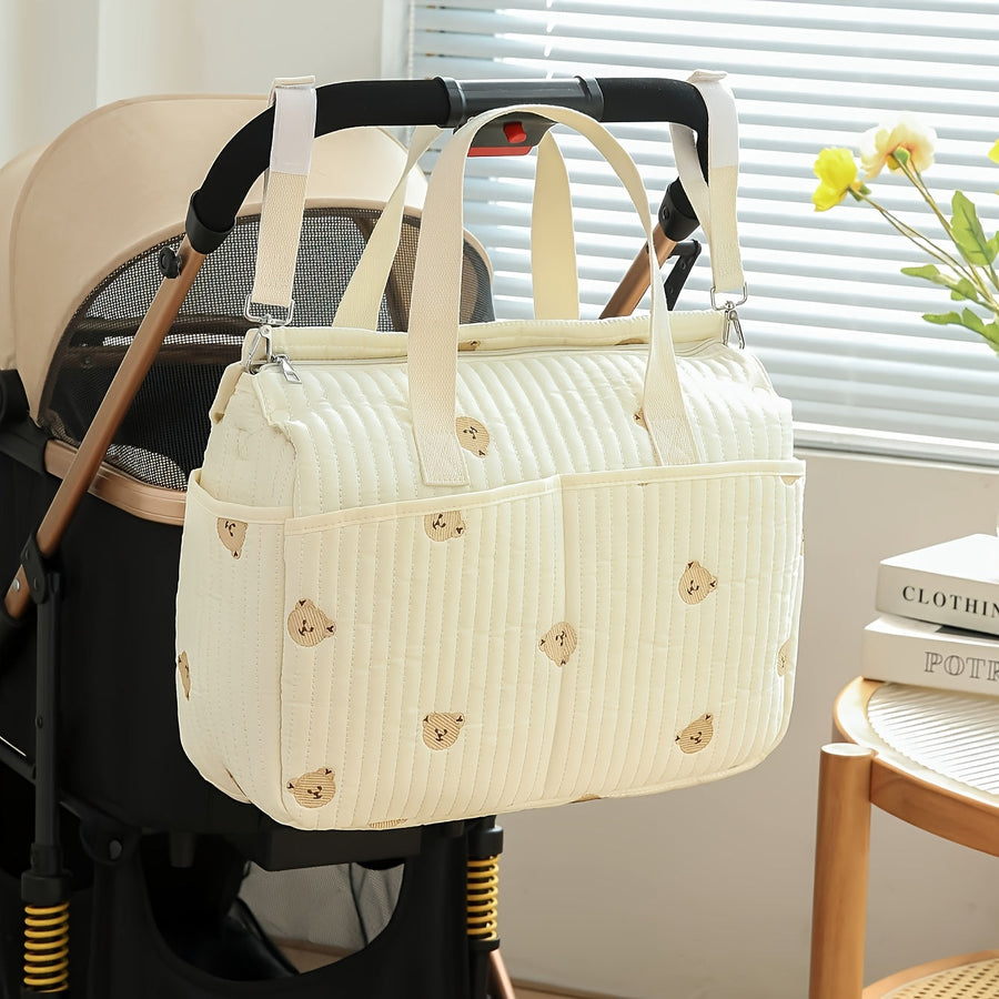 Sac de maternité portable style coréen avec broderie ours — Monptitlou