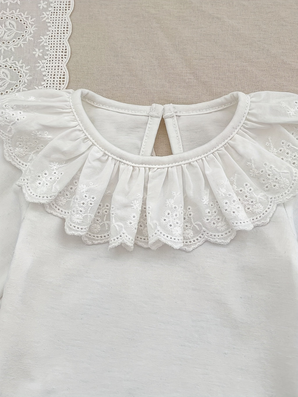 T-shirt pour filles à col dentelle unicolore, photo 15