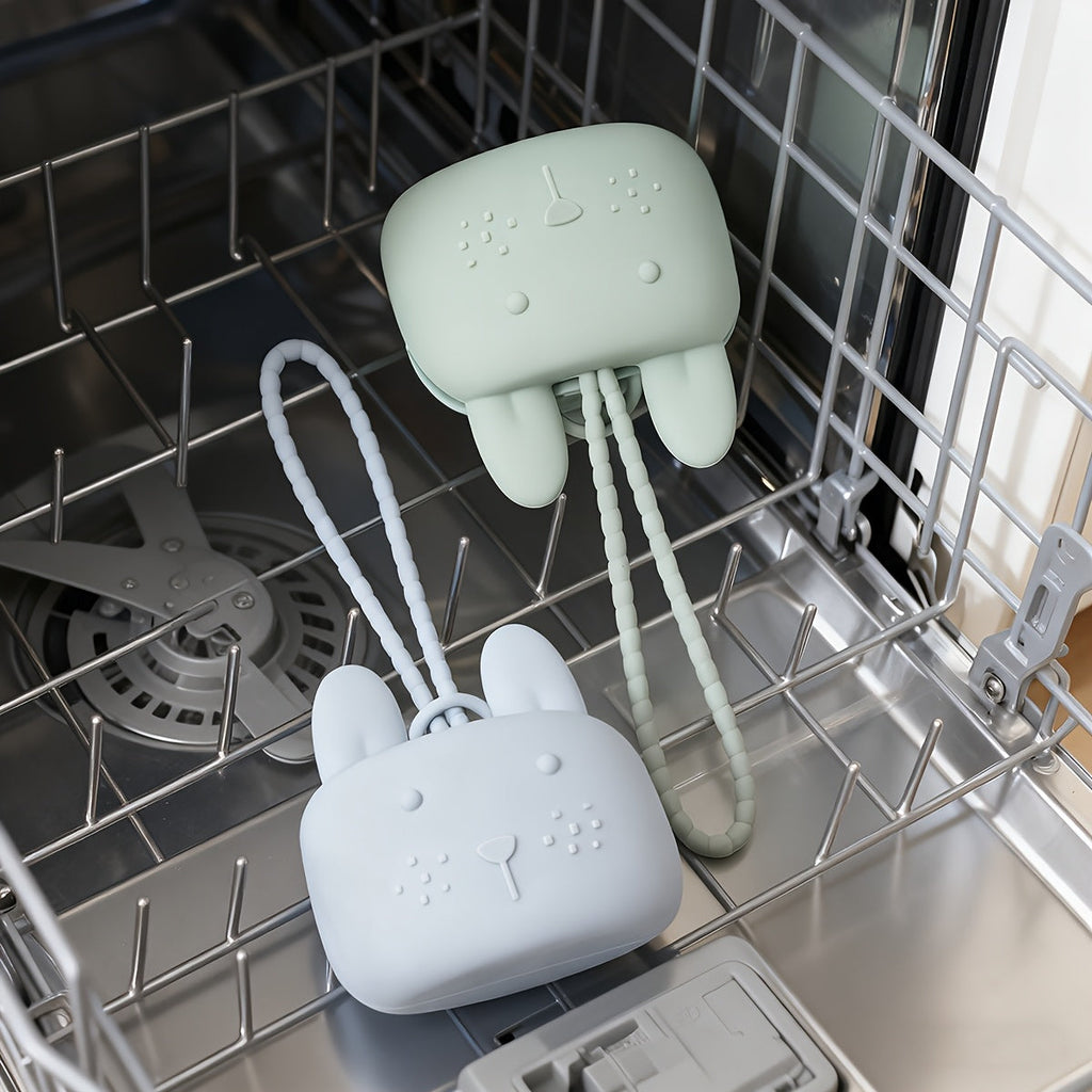 [Sac rangement silicone] 1 pc Boîte à Tétine en Silicone en Forme de Lapin avec Écouteurs/Clés et Porte-Monnaie - Sac de
