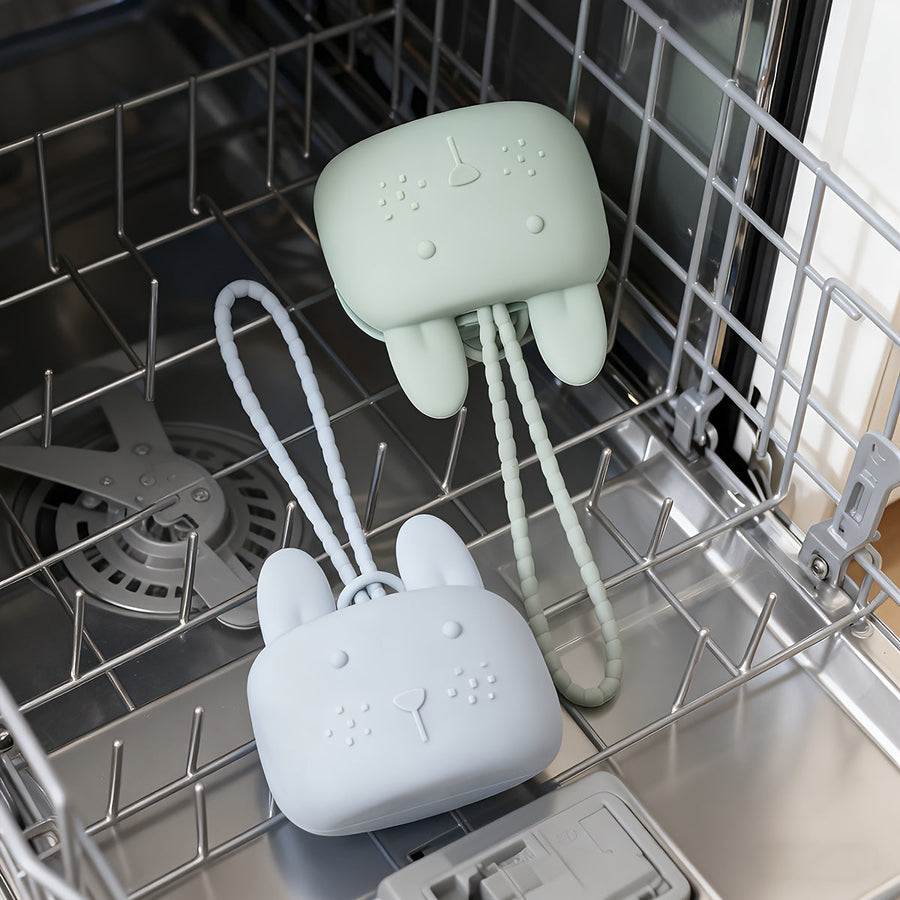 [Sac rangement silicone] 1 pc Boîte à Tétine en Silicone en Forme de Lapin avec Écouteurs/Clés et Porte-Monnaie - Sac de