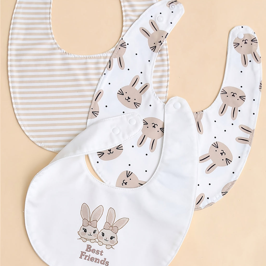 Mini œufs bonnet bavoir moufles ensemble multi-pièces motif lapin tissu — Monptitlou