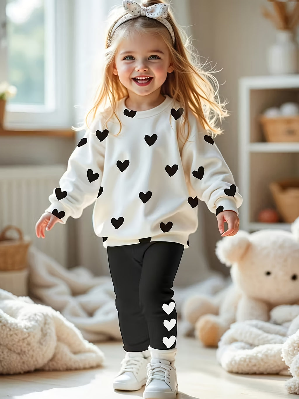Ensemble deux pièces mignon à motifs cœurs — Monptitlou