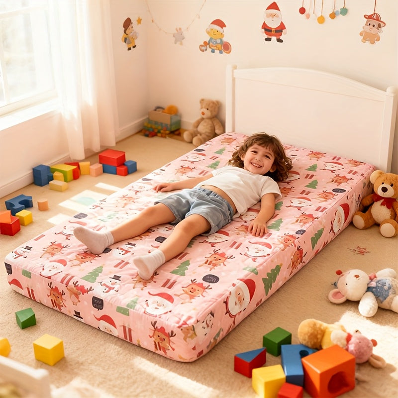 Matelas de berceau, tissu de Noël respirant, fermeture éclair — Monptitlou