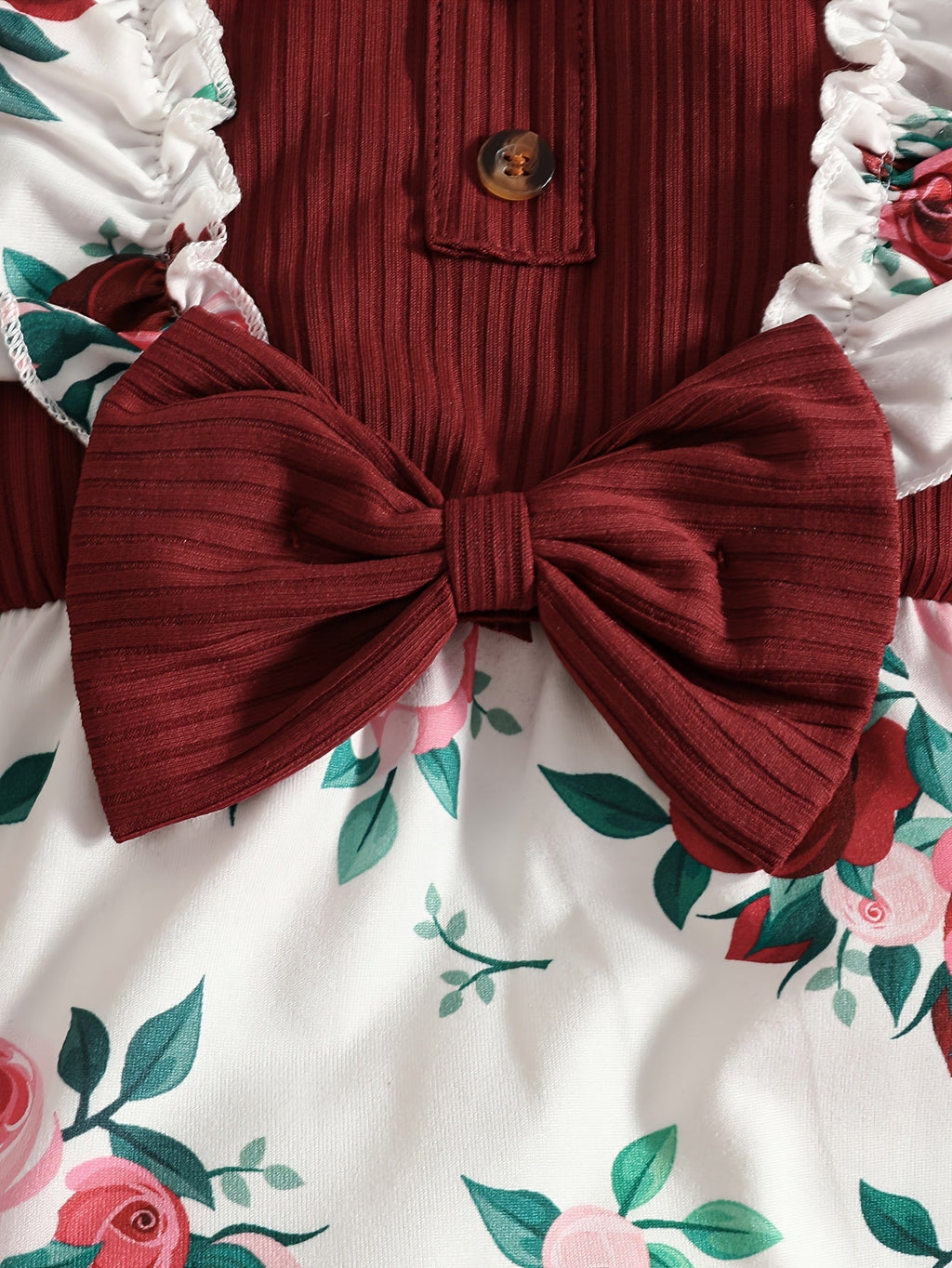 Combinaison à manches longues imprimée fleurs avec foulard — Monptitlou