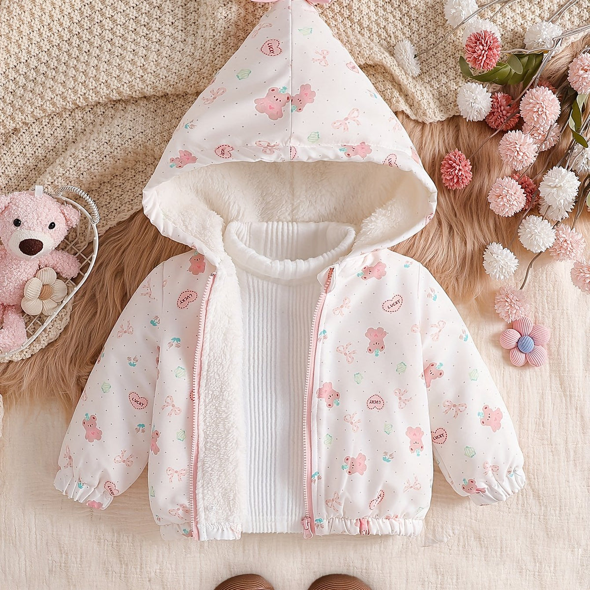 Veste à capuche zippée pour fille avec motif cartoon mignon — Monptitlou Image