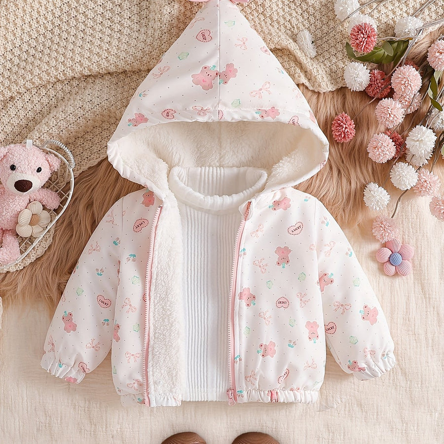 Veste à capuche zippée pour fille avec motif cartoon mignon — Monptitlou