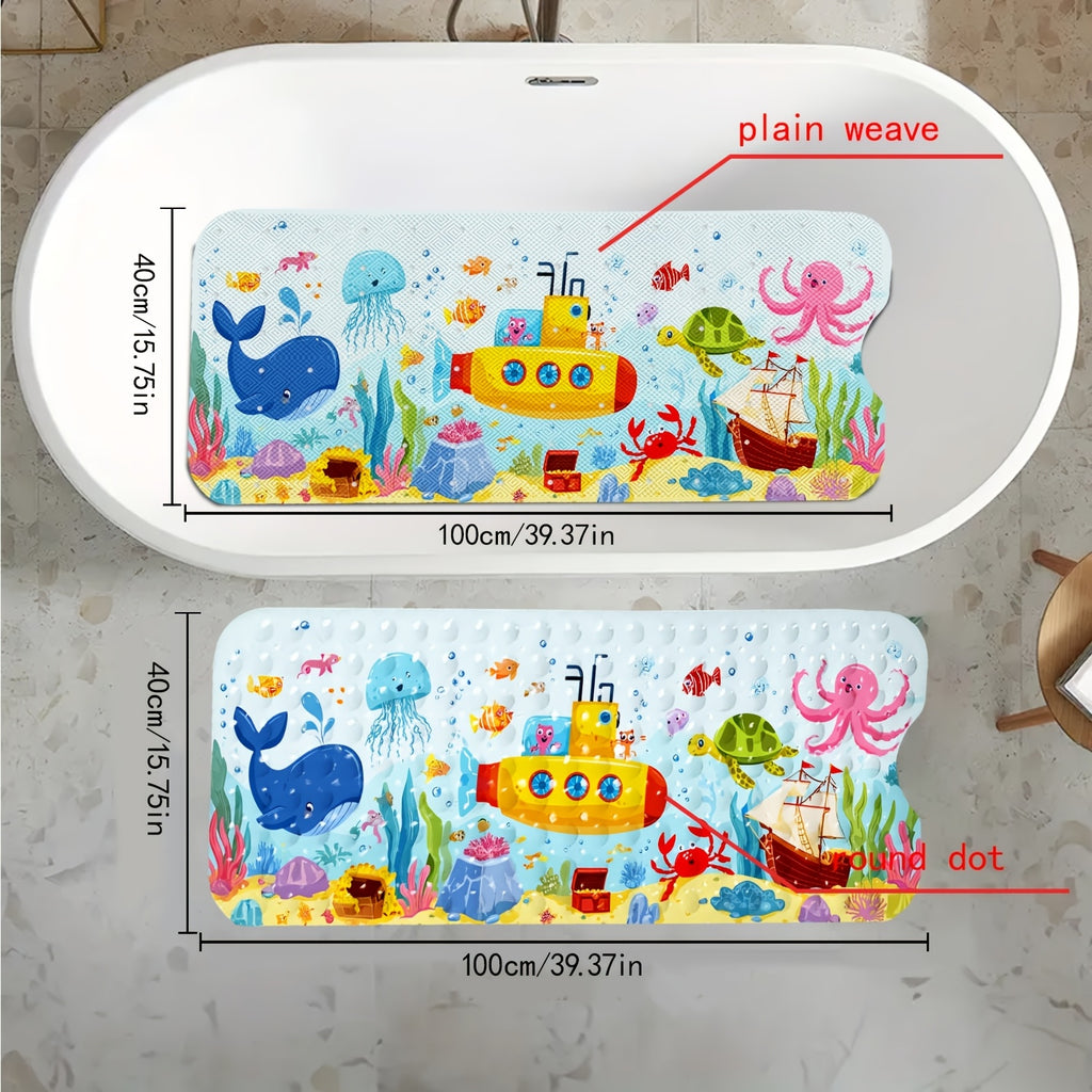 1 tapis de bain, Baleine de profonde, Pieuvre, Tortue, Sous-marin — Monptitlou