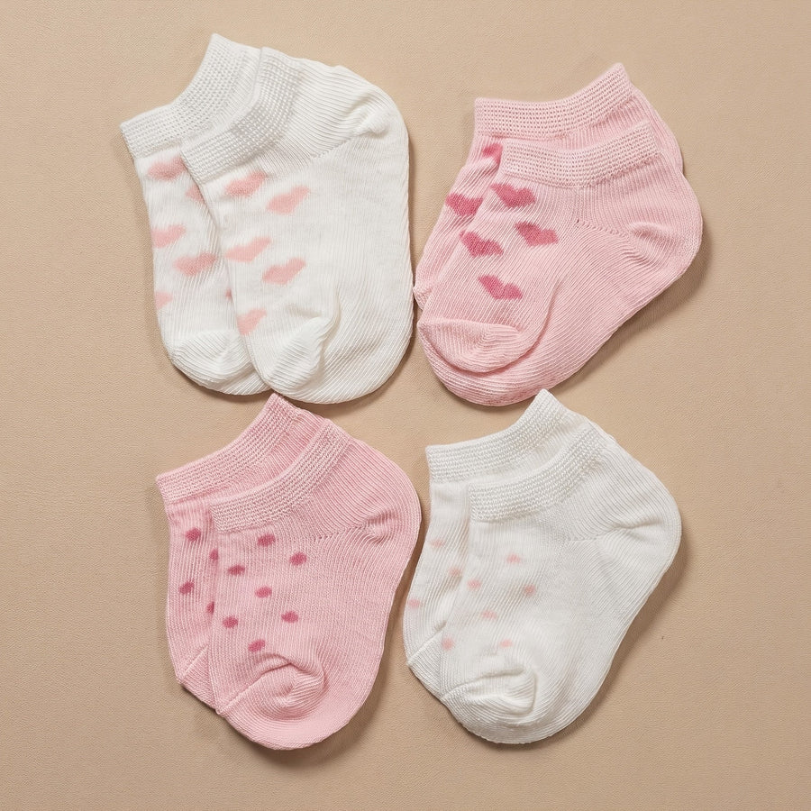 Paires de chaussettes courtes pour enfants à imprimé cœurs — Monptitlou