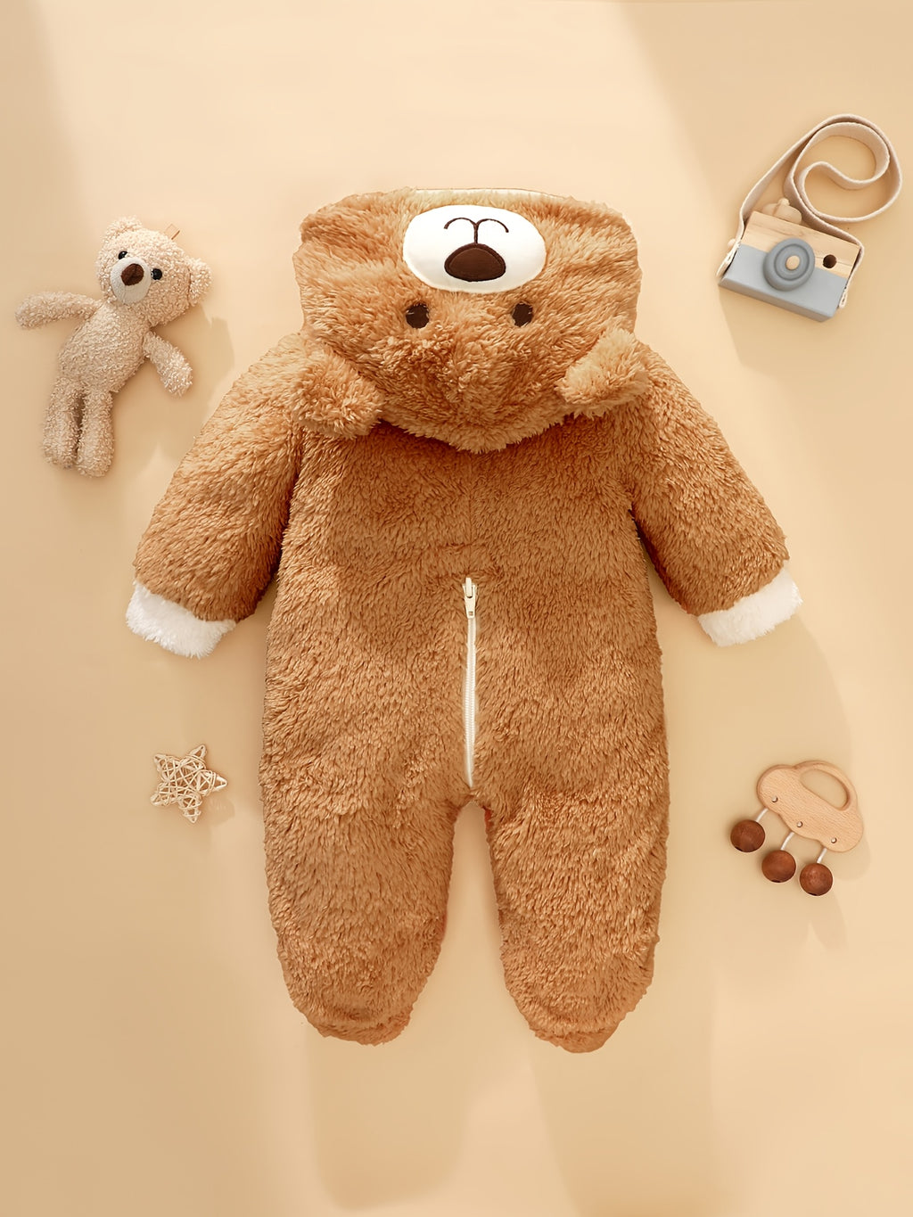 Grenouillère polaire à capuche ourson, 0 à 1 an — Monptitlou