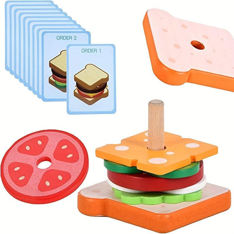 Collection de jouets en bois à empiler en forme de sandwich — Monptitlou