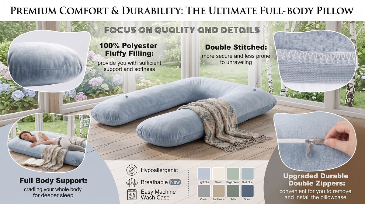 Taie d'oreiller amovible + Coussin d'oreiller. Oreiller de grossesse — Monptitlou Image
