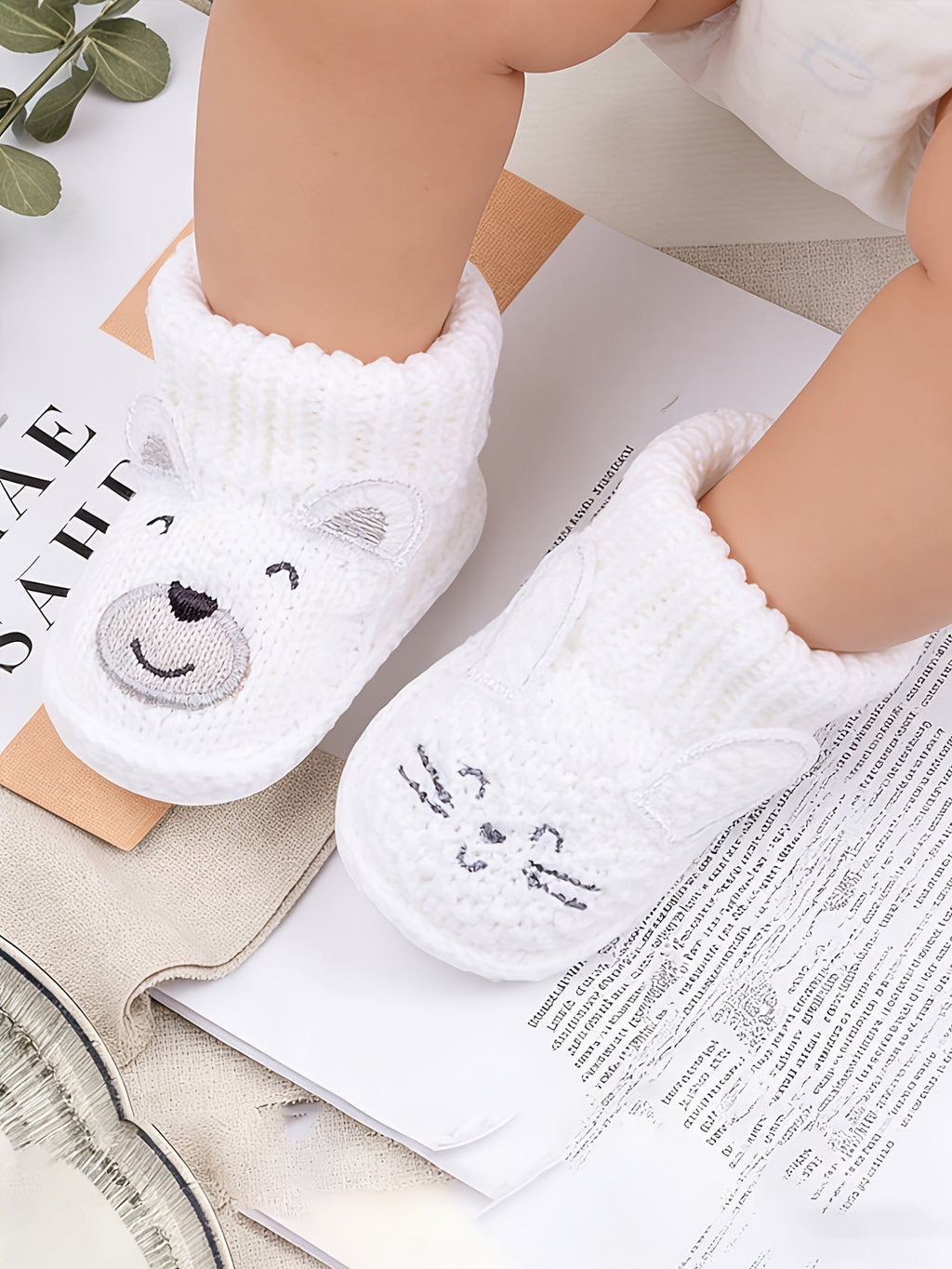 1 Paire de Chaussons Tricotés Mignons à Motifs Animaux pour — Monptitlou