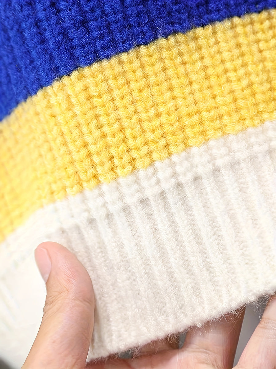 Pull rayé pour enfants, pull arc-en-ciel à col rond — Monptitlou