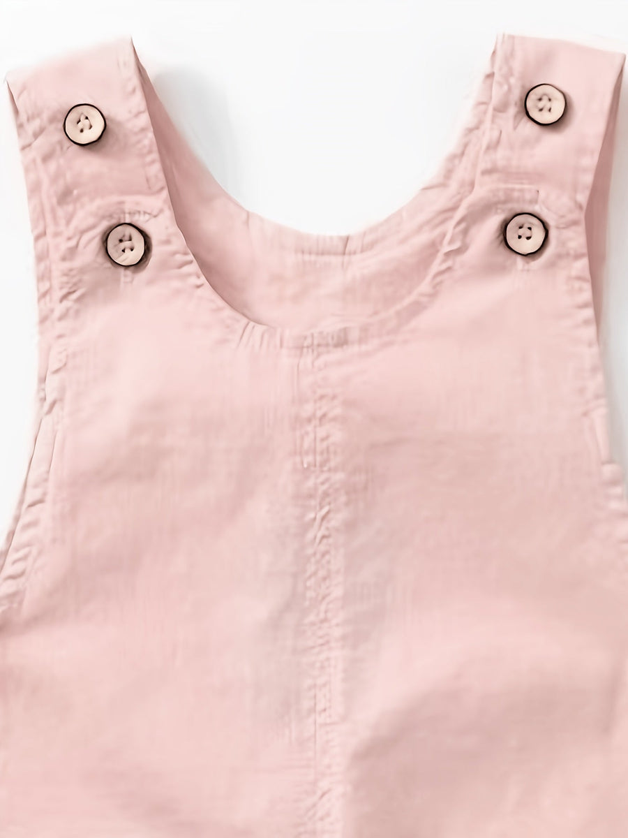 Salopette bébé légère et extensible à motif cartoon ours brodé, idéale pour l'extérieur