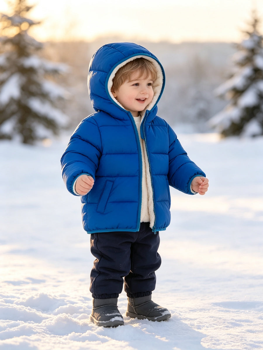 Veste d'hiver à capuche pour garçons, veste chaude légère en polaire — Monptitlou