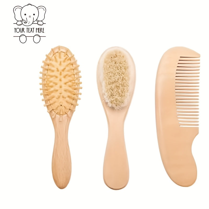 1 Set de brosse à cheveux et peigne en bois de hêtre personnalisé avec — Monptitlou