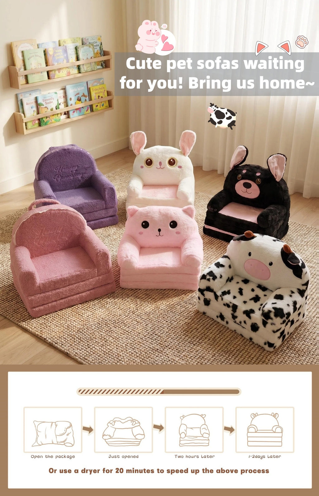 Canapé enfant pliable 2 en 1 convertible en lit