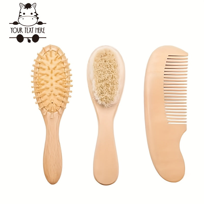 1 Set de brosse à cheveux et peigne en bois de hêtre personnalisé avec — Monptitlou