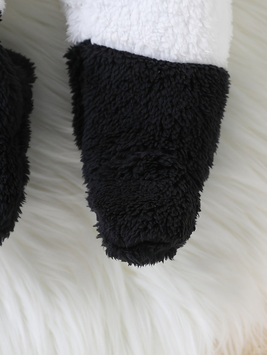 Combinaire bébé nouveau-né en polaire épaisse forme panda cartoon avec — Monptitlou
