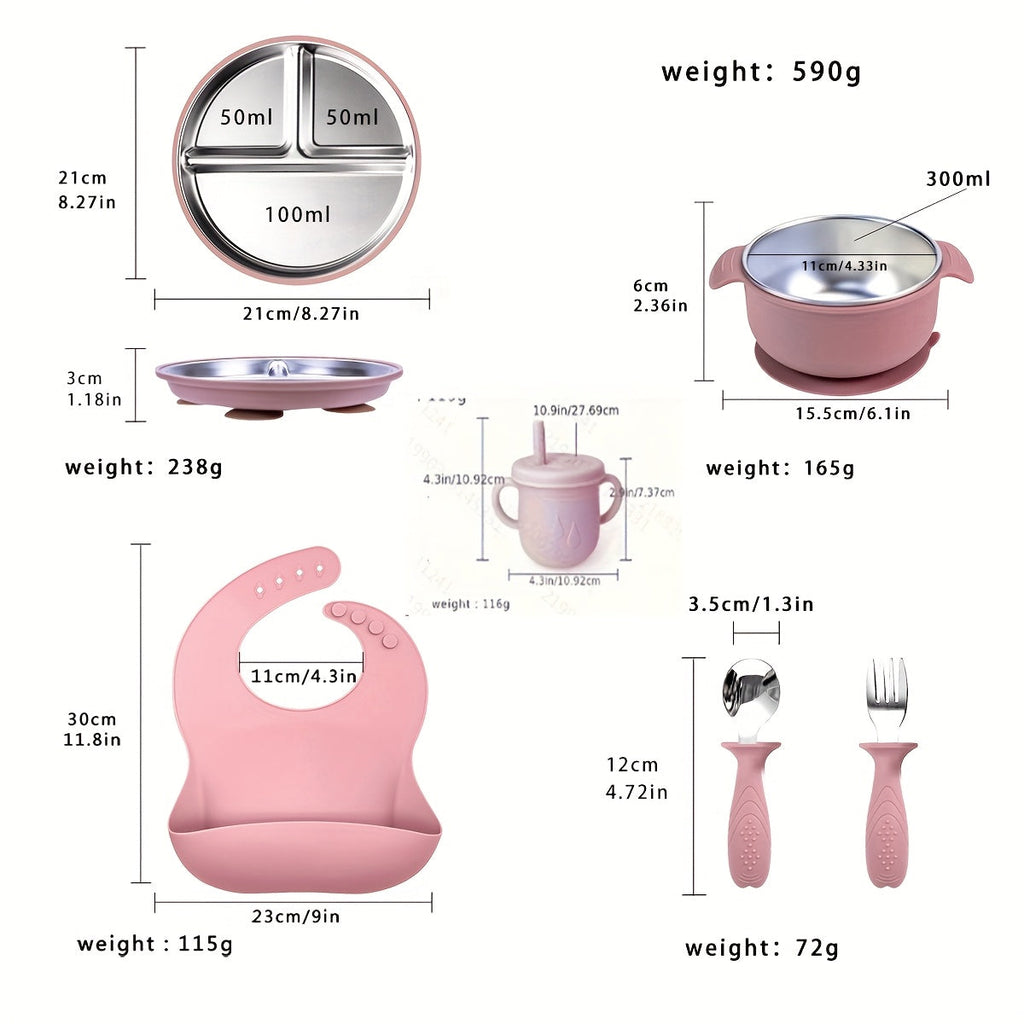 Lot de fourchette-cuillère en acier inoxydable avec ventouse en — Monptitlou