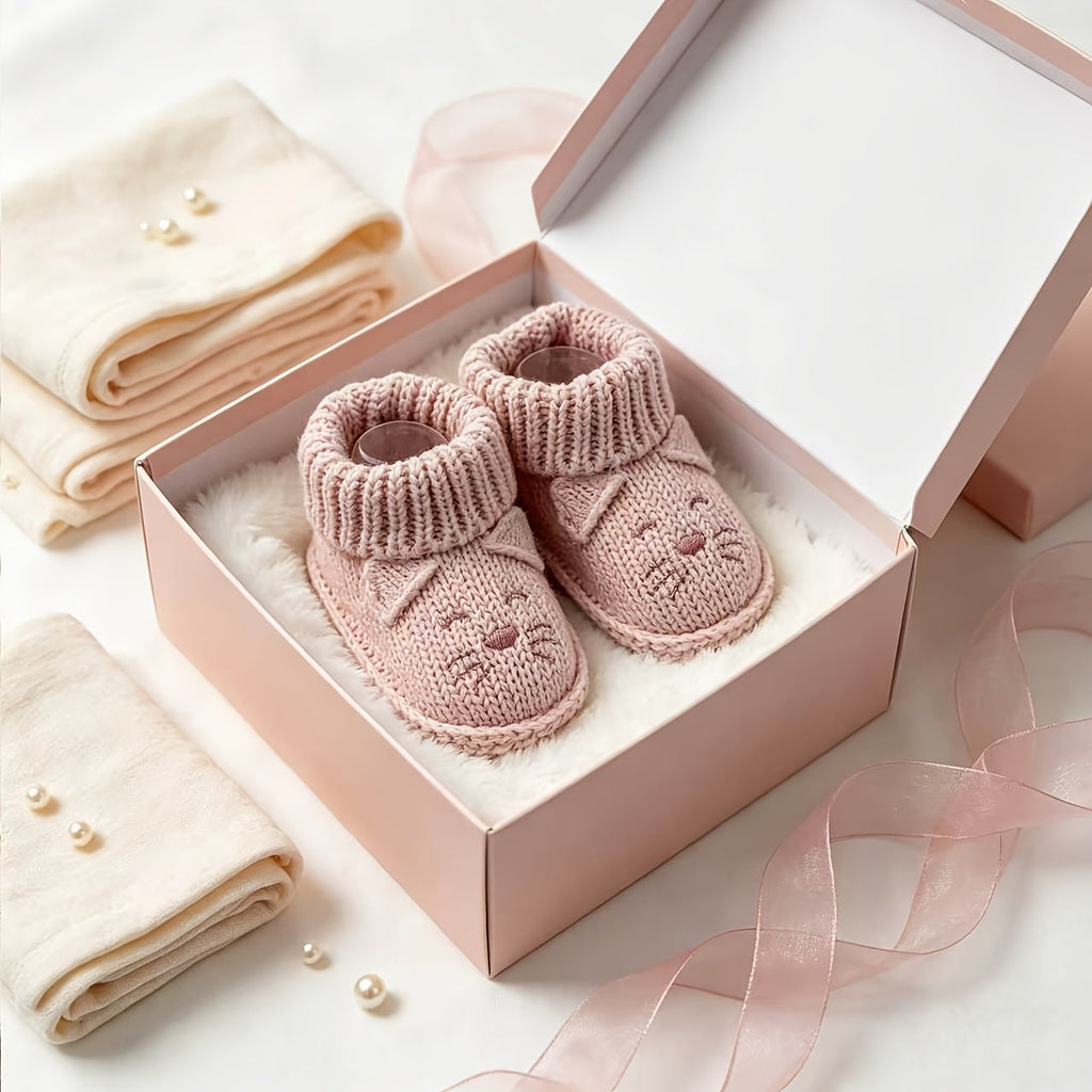 [Cadeau bébé 0-6 mois] 1 Paire de Chaussons Bébé Tricotés à la Main — Monptitlou
