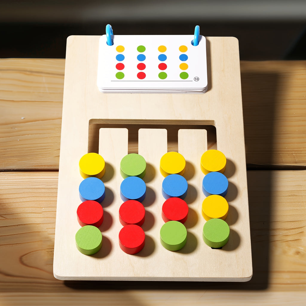 Jeu de cartes puzzle en bois double face à quatre couleurs pour le — Monptitlou