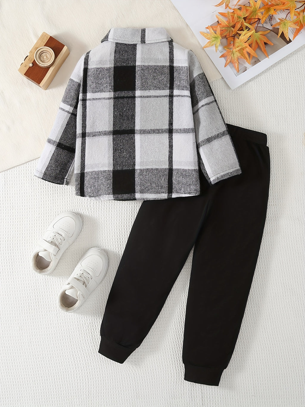 Ensemble 2 pièces vichy veste à double poche et pantalon de sport pour — Monptitlou