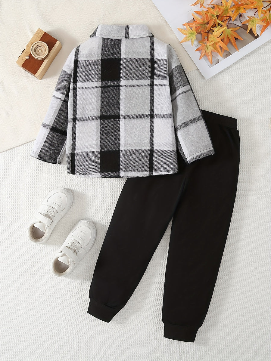 Ensemble 2 pièces vichy veste à double poche et pantalon de sport pour — Monptitlou