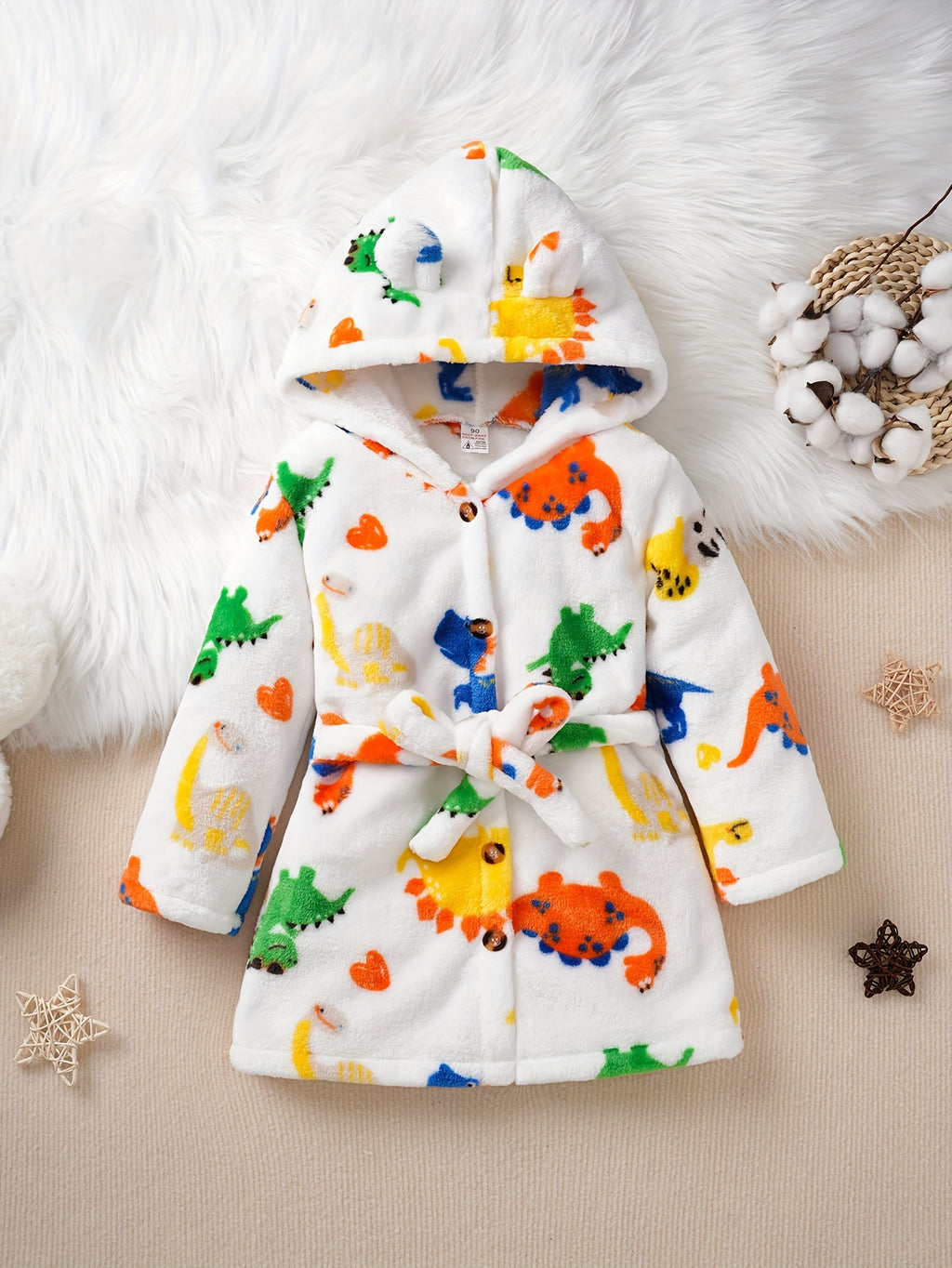Robe en Polaire à Capuche pour Filles avec Imprimé Cartoon — Monptitlou