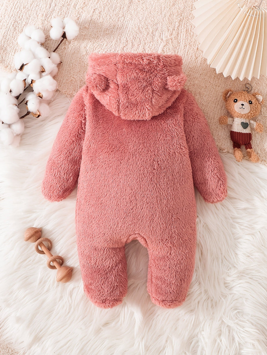 Combinaison pieds longs manches longues rose pour bébé fille — Monptitlou