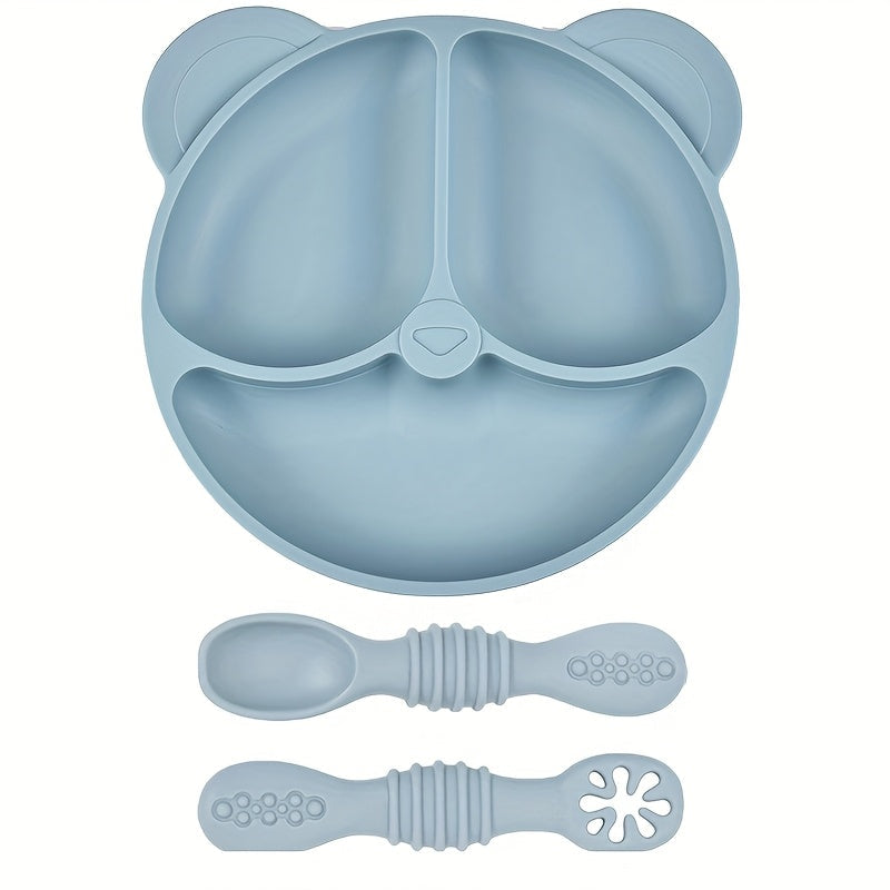[Cadeau pour enfants] Assiette Divisée en Silicone (avec Ventouse) et 2 — Monptitlou