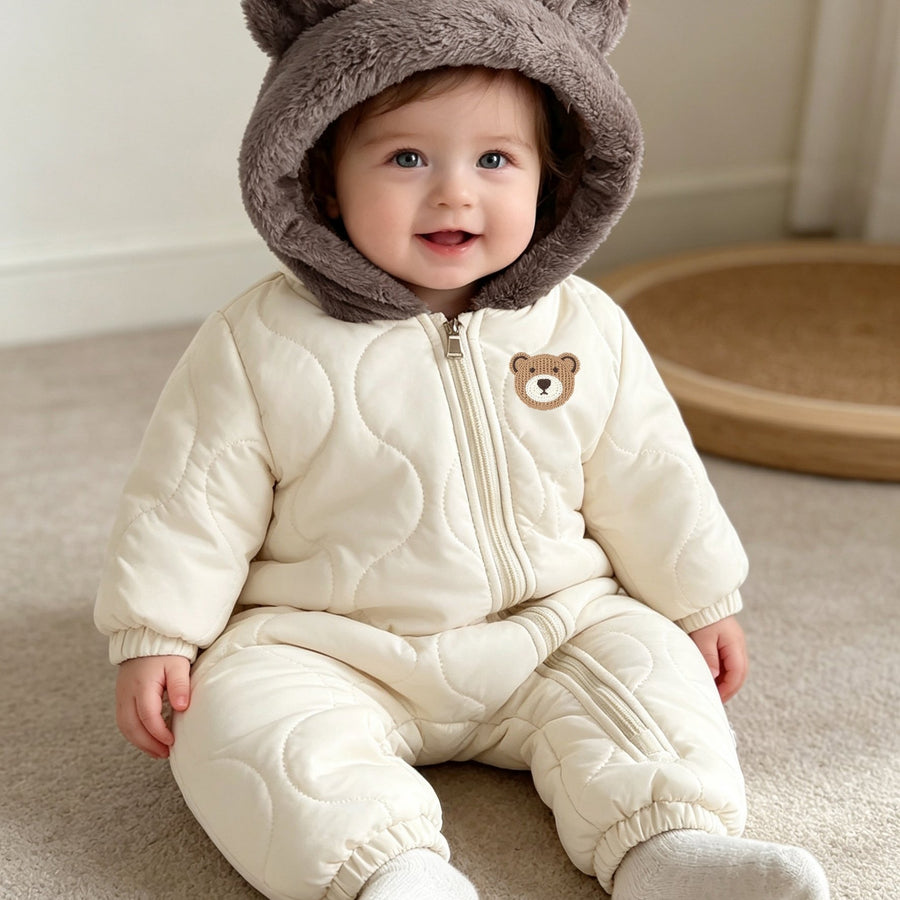 Combinaison bébé d'hiver à oreilles d'ours en relief — Monptitlou