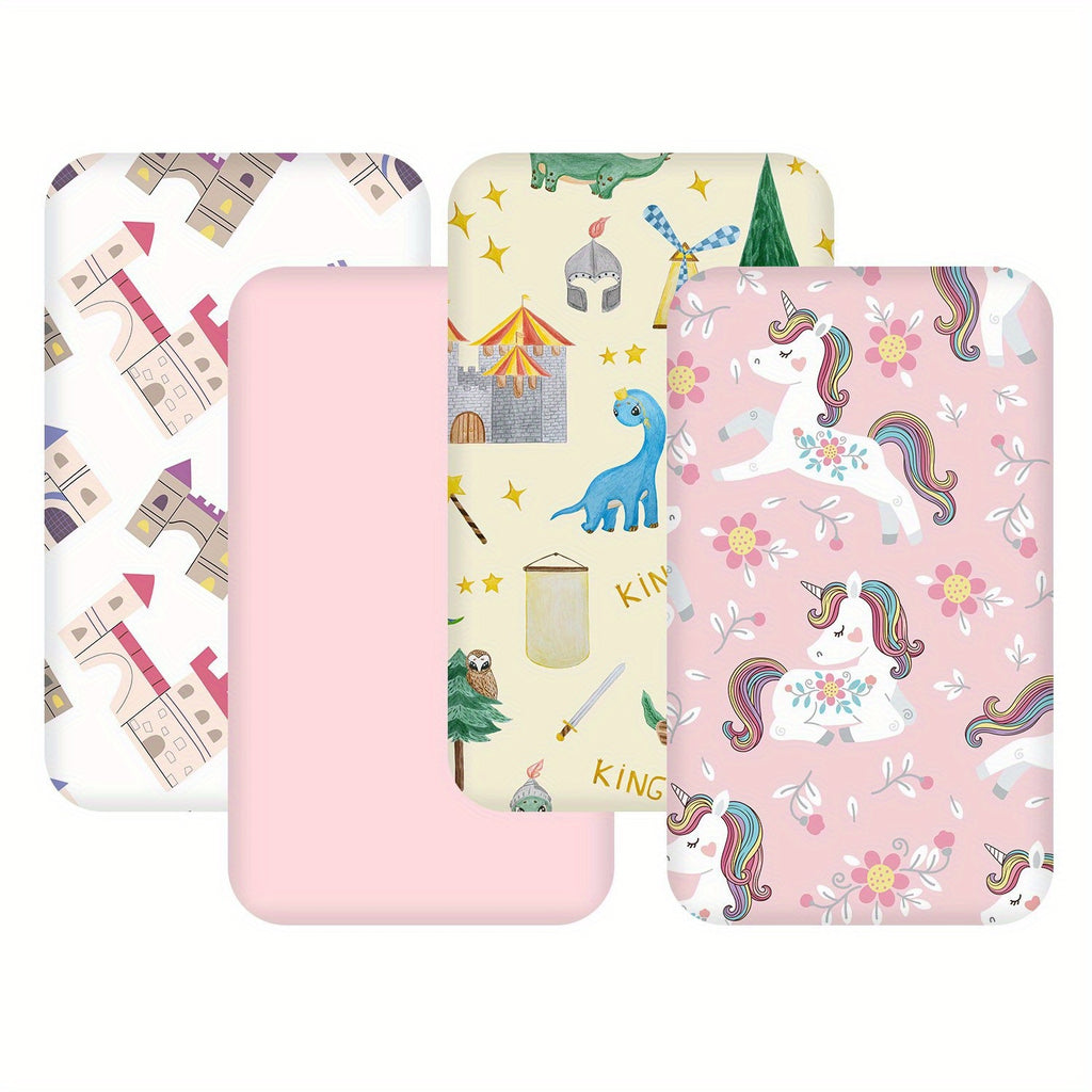 Parure de 4 draps de lit moitié lune ultra-doux pour berceau — Monptitlou