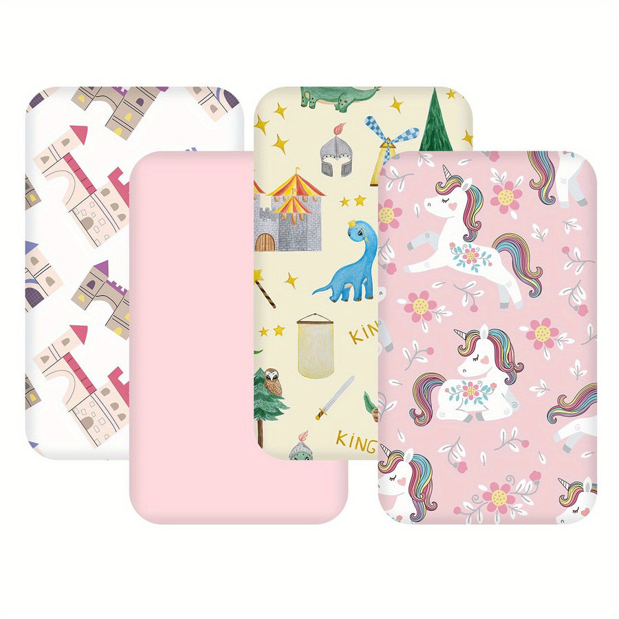 Parure de 4 draps de lit moitié lune ultra-doux pour berceau — Monptitlou