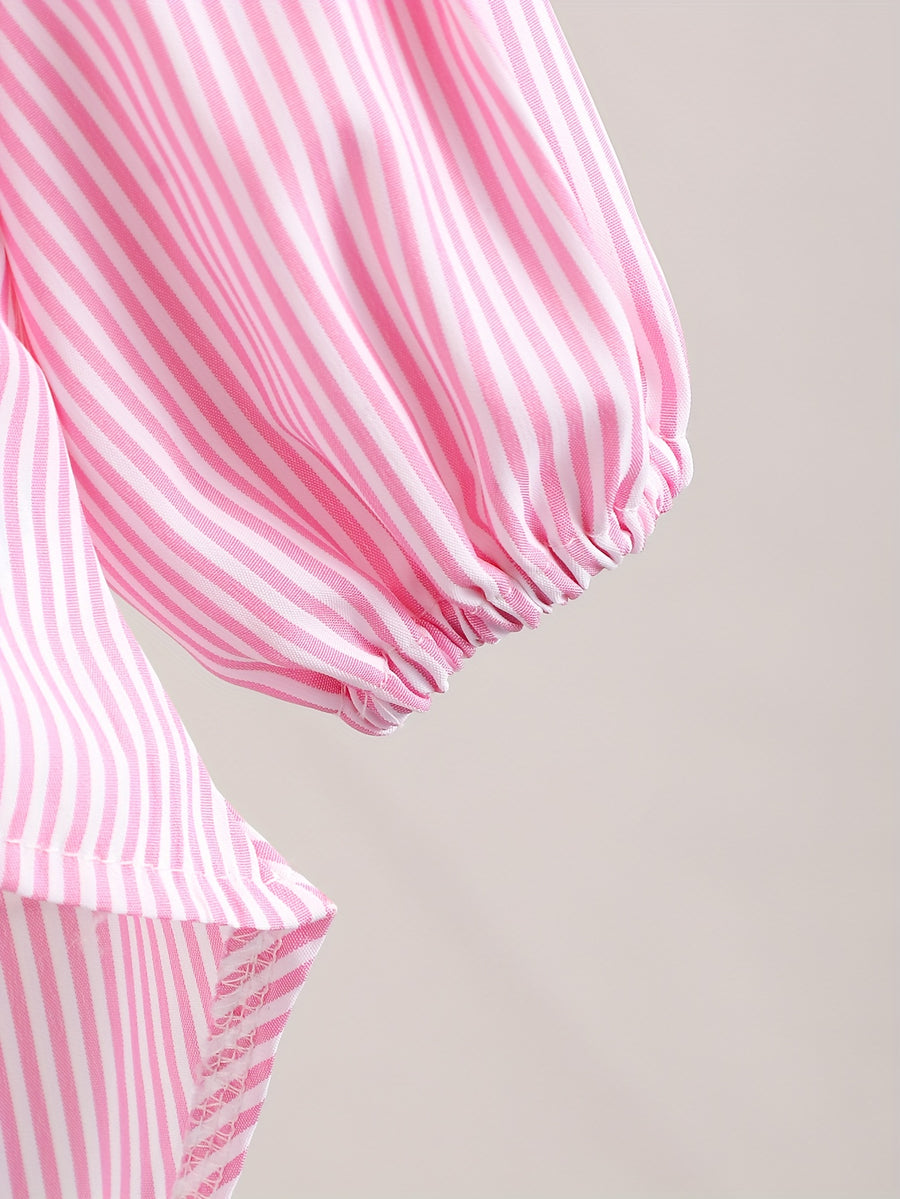 Chemise à col et manches longues à rayures pour bébé fille — Monptitlou