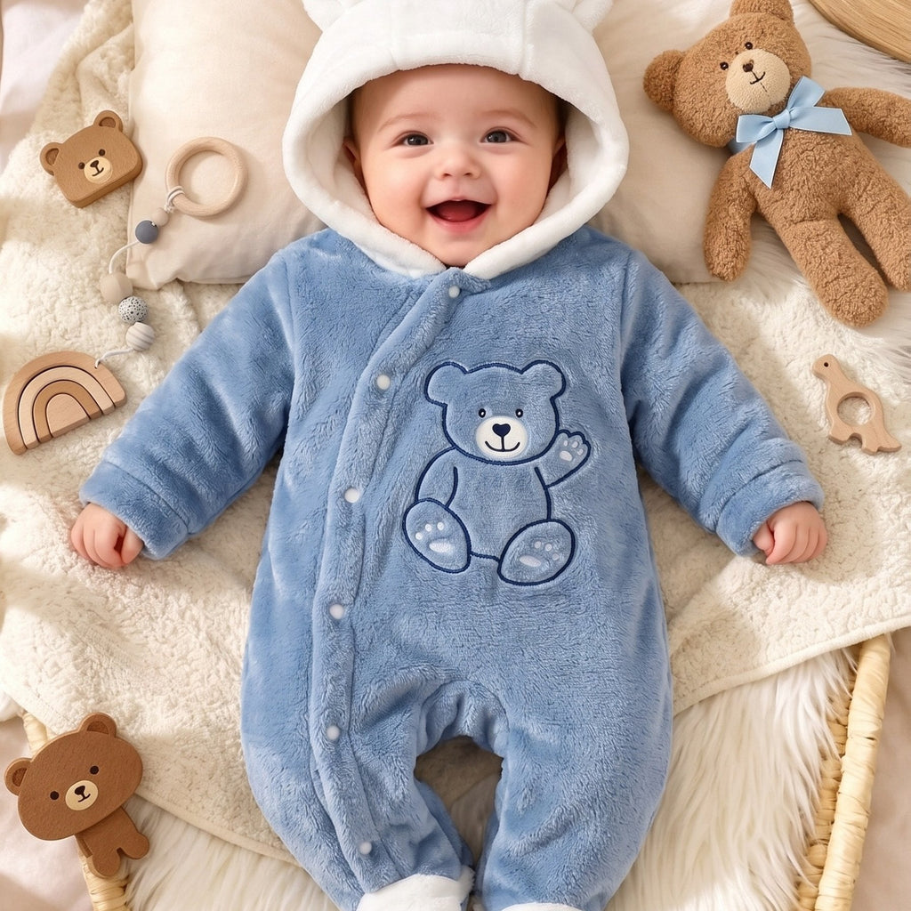 Mignonne nouvelle combinaison pieds et capuche d'automne/hiver pour — Monptitlou