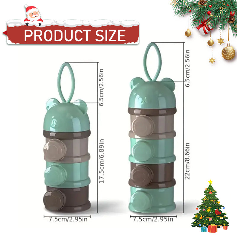 Lot de 2 distributeurs de formule boîte portable style ours dessin animé à quatre couches, conteneur de stockage de lait
