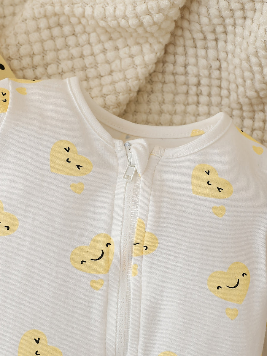 Bodies zippés à manches longues et pieds pour bébés filles — Monptitlou