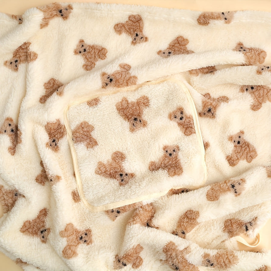 Couverture épaisse en polaire avec capuche et motif d'ours — Monptitlou