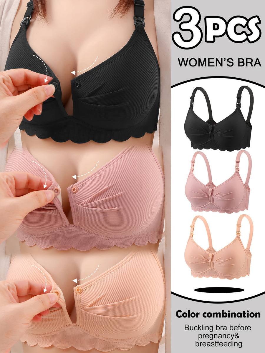 Soutien-gorge de maternité et d'allaitement élégant, couleur unie — Monptitlou